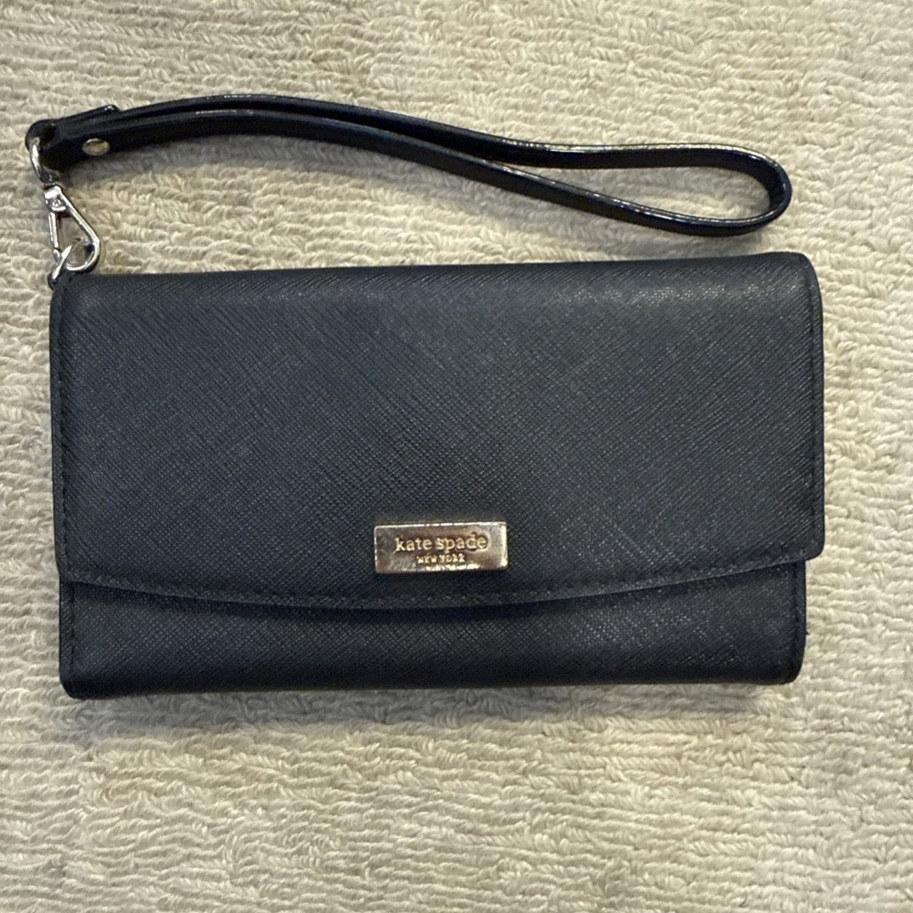 Kate Spade Authe  Black Wristlet /Wallet/Card Holder  6.5" x 4"  Deadstock Rare